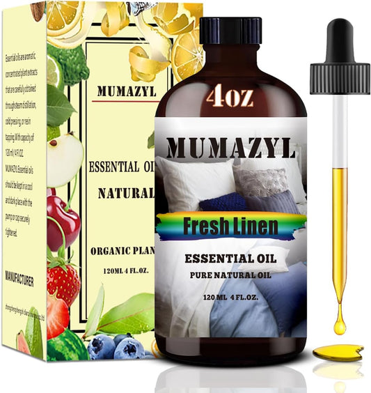 Fresh Linen Essential Oil, Fresh Linen Oil 4 Fl Oz 120ML for Diffuser Humidifier Yoga Cleaning DIY Candle Soap Making Fragrance Oils