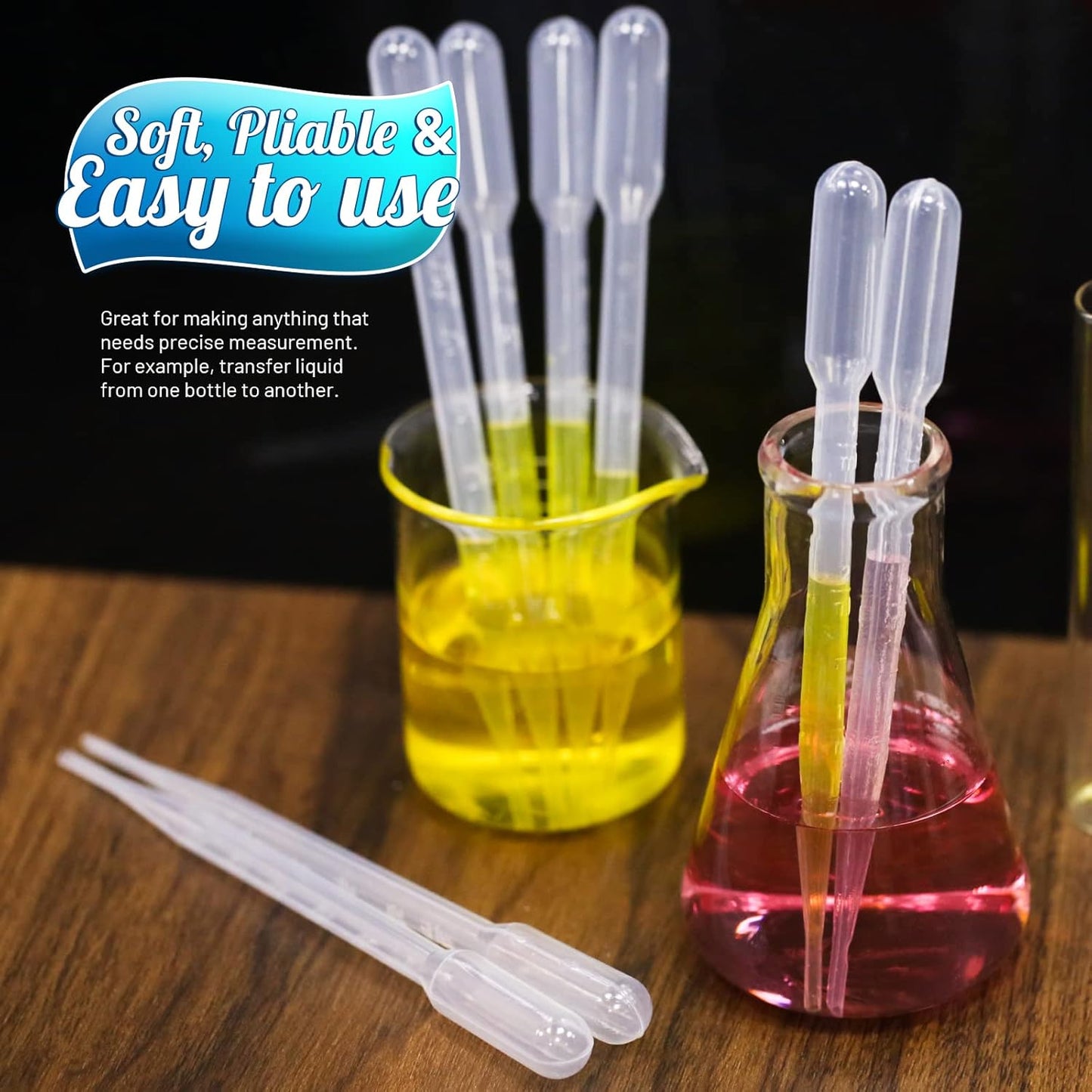 Teenitor 3ML Pipettes Plastic Eye Droppers, 25PCS Plastic Transfer Pipettes for Essential Oils, Dropping Pipettes 3Ml Plastic Dropper Transfer of Liquids