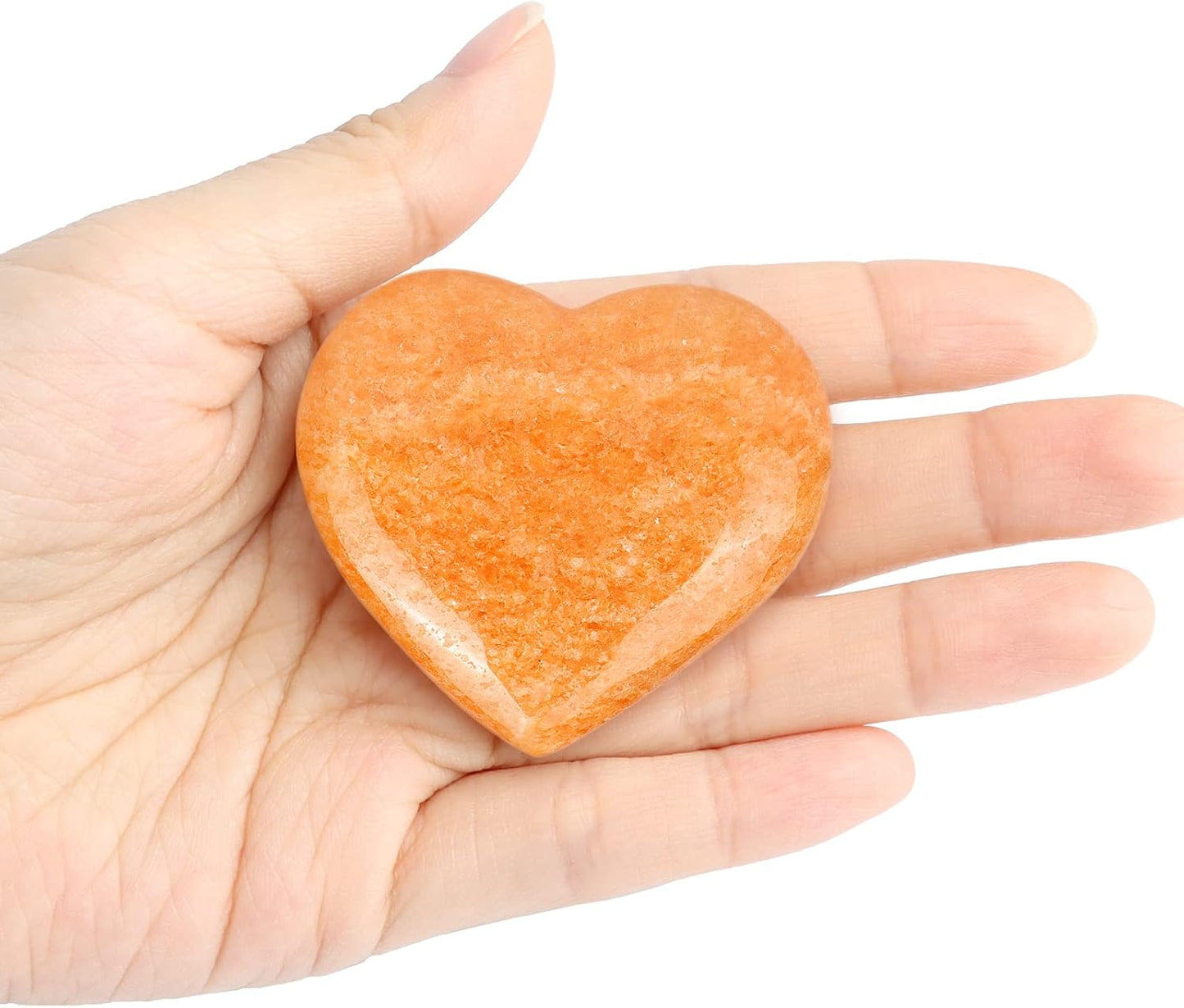 Artistone 50mm Natural Heart Healing Crystals Orange Calcite Heart Love Stones Polished Pocket Palm Gemstones Chakra Reiki Balancing Christmas Decorations
