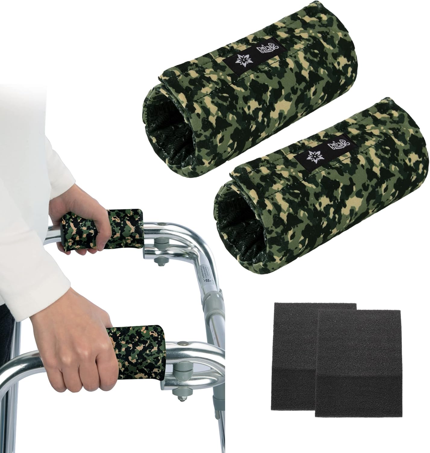 Universal Walker Hand Grip Padded Covers Non-Slip Cushion Foam for Folding Wheelchair Rollator Crutch Handle Pads 2-Pack