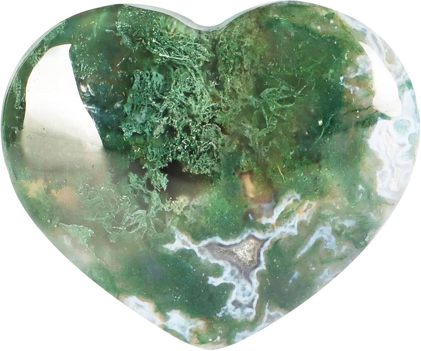 Artistone Crystals Heart 2Inch Moss Agate Heart Stones Healing Crystal Carved Palm Worry Stone Gemstone Chakra Reiki Balancing Meditation Massag Gift