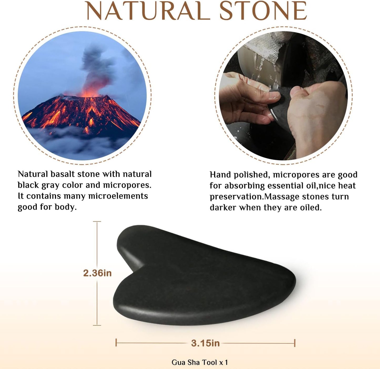 Hot Stones for Massage Essential Basalt Massage Stones Gua Sha Facial Tools, Massage Tools for Professional or Home SPA, Relaxing, Healing, Pain Relief