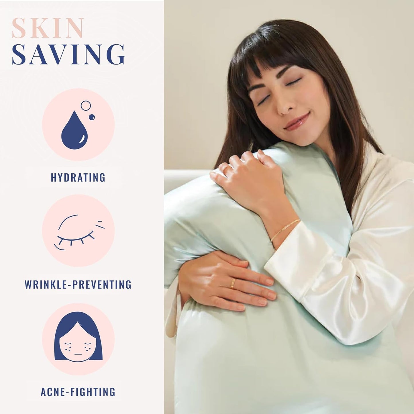 Blissy Silk Pillowcase - 100% Pure Mulberry Silk - 22 Momme 6A High-Grade Fibers - Silk Pillow Cover for Hair & Skin - Regular, Queen & King (Mint, King)