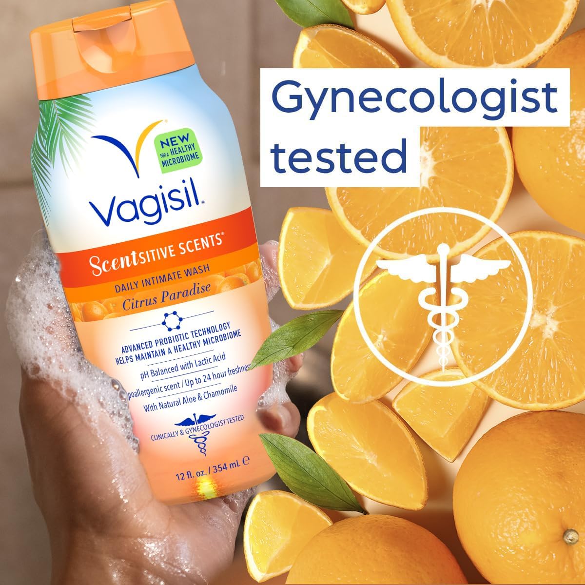 Vagisil Feminine Wash for Intimate Area Hygiene, Scentsitive Scents, pH Balanced and Gynecologist Tested, Citrus Paradise, 12 oz (Pack of 1)