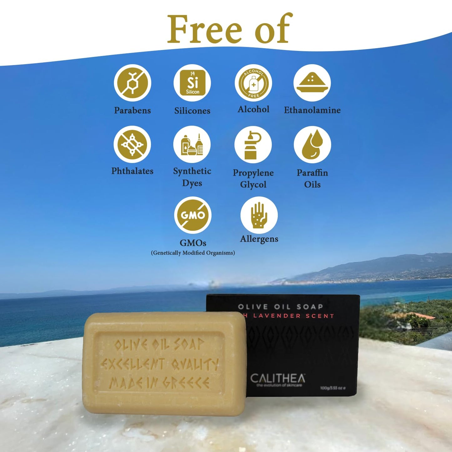 Calithea 3 Pack Soap Bars: Olive Oil Lavender Soap