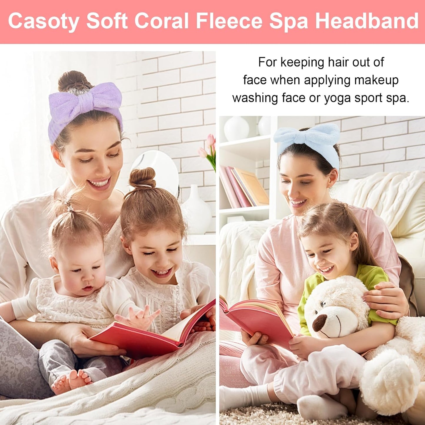 Casoty 6 Pcs Spa Headband, Hair Band for Washing Face, Cheetah Makeup Headband, Skincare Headbands, Soft Fleece Hairband for Face Washing Yoga