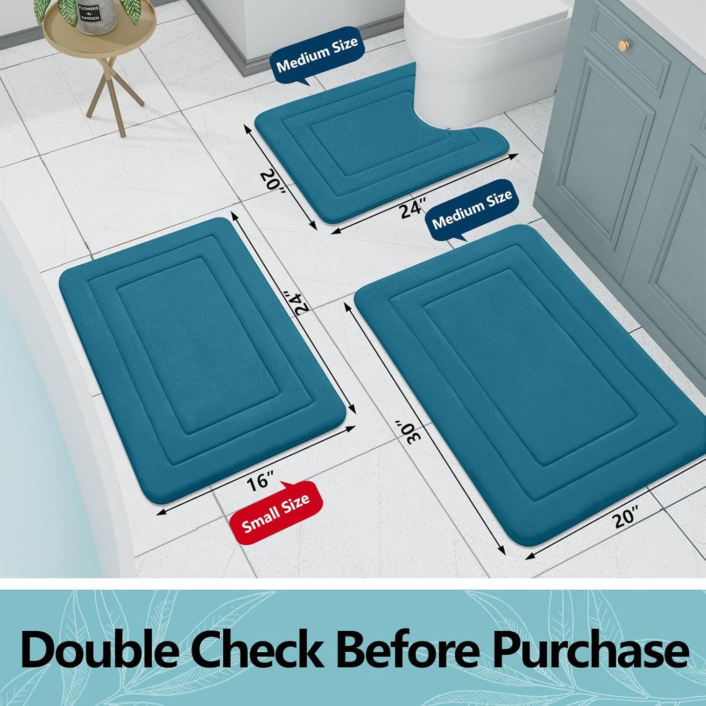 Arotive Memory Foam Bathroom Rug Mat 70x24, Ultra Soft and Absorbent Bath Mat, Machine Wash Dry, Comfortable Bath Rug Carpet for Bathroom Floor, Tub and Shower, Peacock Blue
