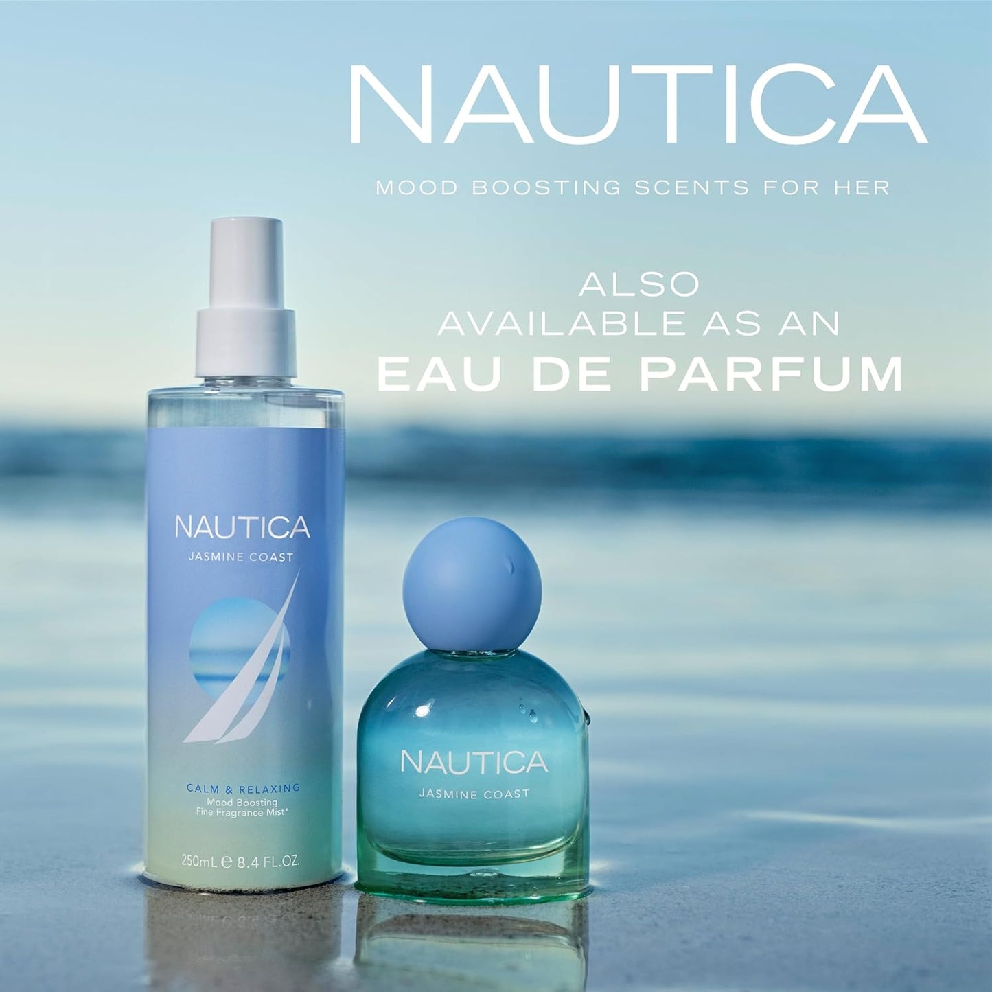 Nautica for Her Jasmine Coast Eau De Parfum 1.6 Fl Oz (Pack of 1), Notes of Pear, Jasmine, and Musk, Women's Fragrance, Long Lasting, Mood-Boosting Fragrance, Vegan Formula, Travel Size