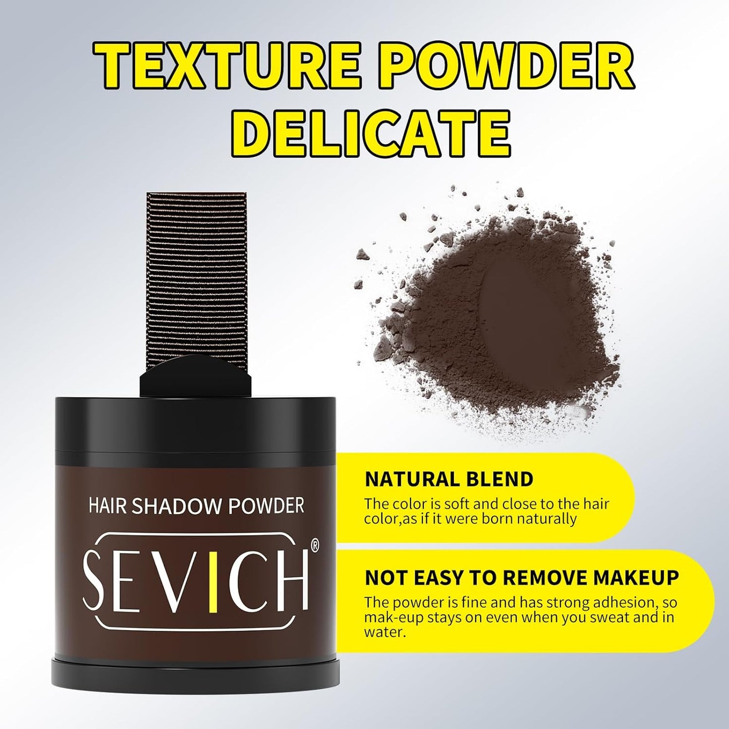 Sevich Hairline Powder 10g with Brush, Instantly Conceals Hair Loss & Thinning & Gray, 48H Waterproof Root Touch Up Powder, Natural Hair Shadow Toppers for Women & Men, 1 Box = 2.5 Boxes,Dark Brown