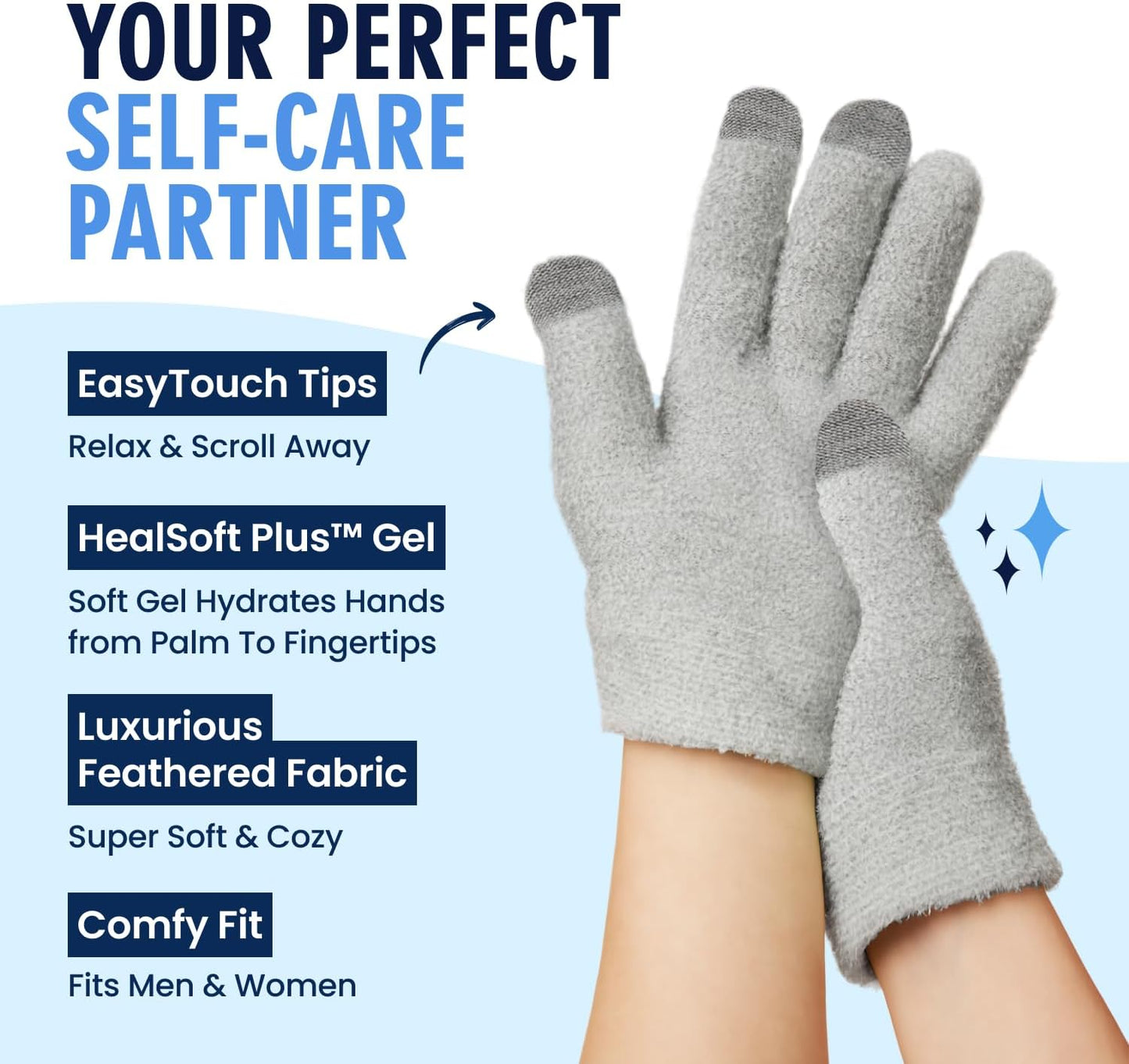 Dr. Frederick’s Original Moisturizing Gel Gloves – Deep Moisturizing and Fast Relief for Dry Hands – Touchscreen-Friendly – Mango Butter, Shea Butter, Jojoba, & Coconut Oil (Mellow Moon)