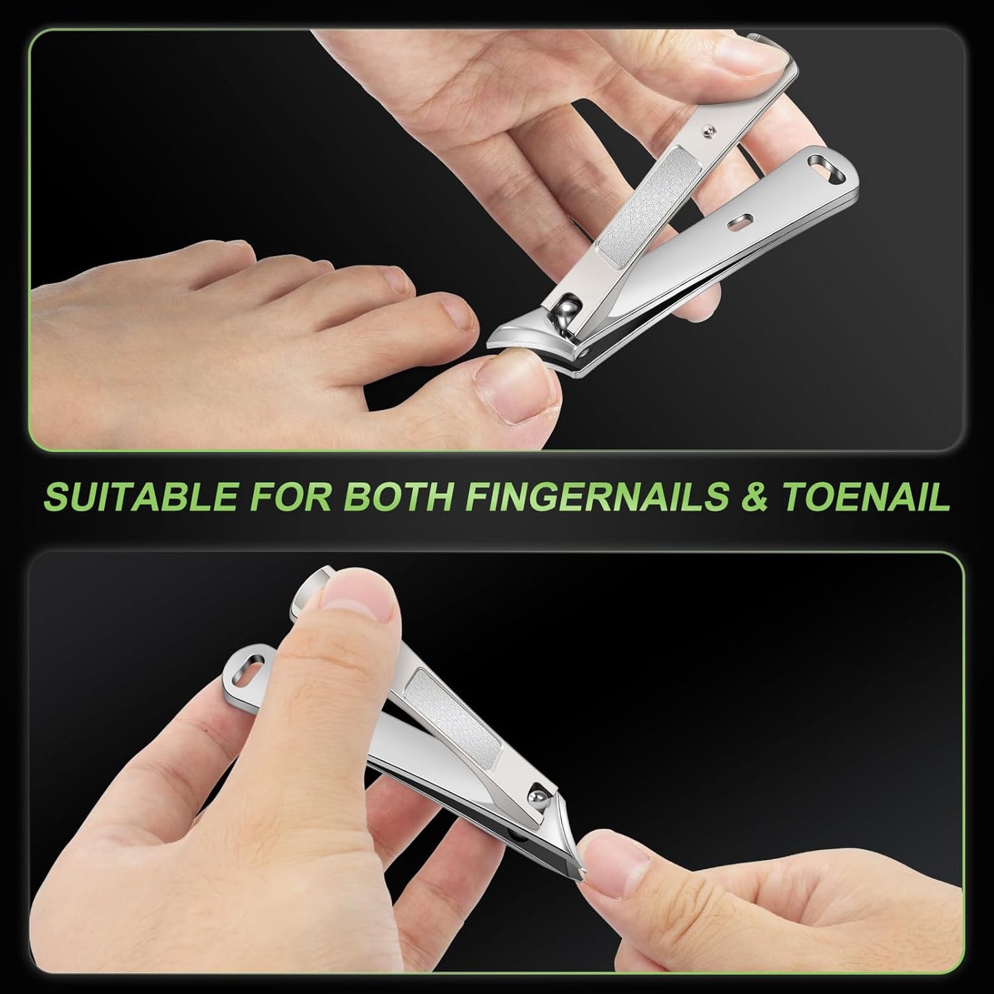 Ingrown Toenail Clippers, Slanted Nail Clippers for Thick Nails for Seniors, Edgy Angled Finger Nail Cutters for Adult, Men, Women with Nail File, Curved Blade