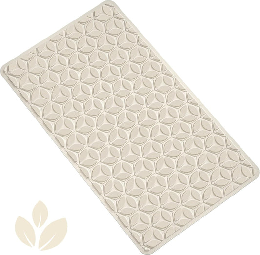 WRISIN Bathtub Mat Non Slip with Suction Cups - 100% Rubber Bathroom Mat Textured for Bath Tub Shower Safety - Soft on Touch - BPA/PVC Free - Pet Dog Bath Mat - Machine Washable - 16 × 28 Inch（Beige）