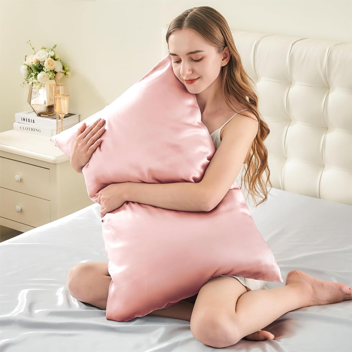 INFIIXSO Mulberry Silk Pillowcase for Hair and Skin, Silk Pillow Cases King Size with Hidden Zipper 20x40 Inches, Extraordinary Smooth and Soft Cooling Pillow Cases for Hot Sleepers(Coral, 1 Pack)