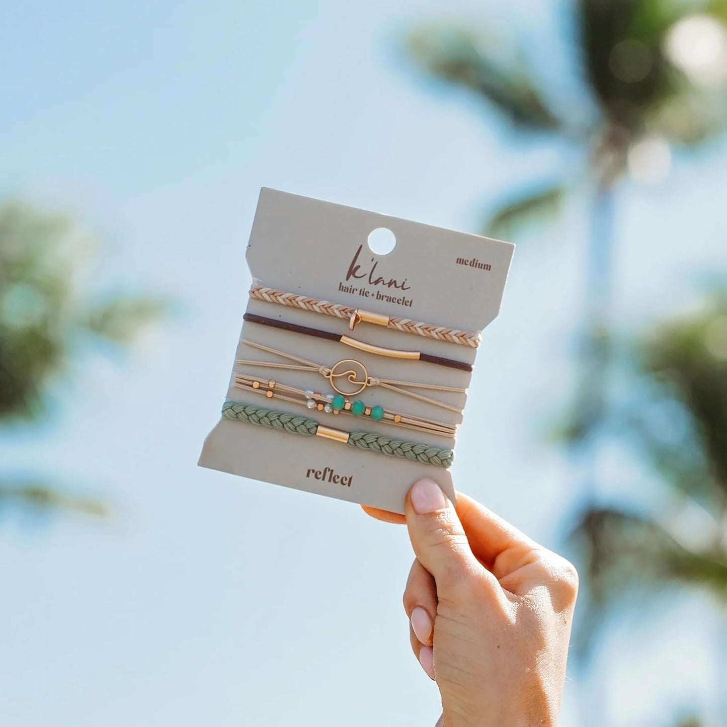 K'lani Reflect Bracelets for Women – Elastic Bracelets and Boho Hair Ties – Cute Hair Ties for Women and Hair Tie Accessories – Stylish Bracelets Boho Style for Hair and Wrist – Set of 5 (Medium)