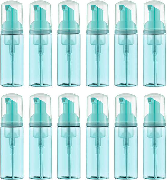 2 Oz Foam Soap Bottle Empty Travel Foaming Dispenser for Hand Soap,Lash Shampoo,Body Wash(12 PCS, Green)
