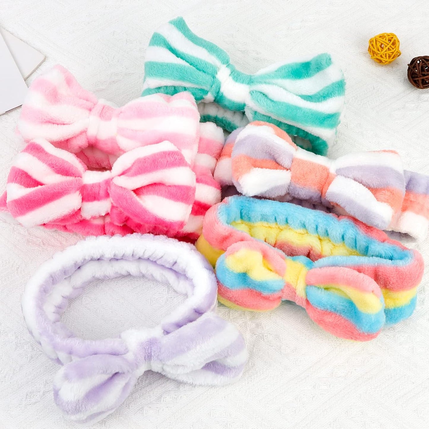 Casoty 6 Pcs Hairband, Soft Coral Fleece Makeup Headband, One Size Fits All Material, Good Elasticity, Wide Application for Washing Face, Yoga, Halloween