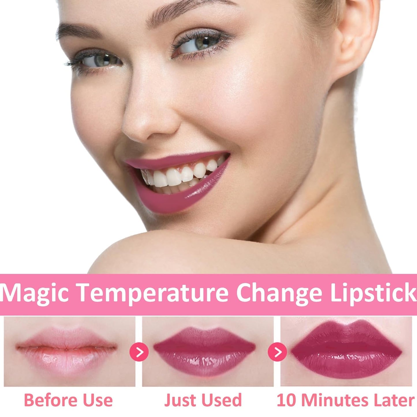 1 Pack Crystal Flower Jelly Lipstick,Magic Color Changing Lipstick,PH Clear Temperature Color Changing Lip Gloss,Lip Balm,Long Lasting Nourishing Moisturizing Lip Stick Set 07