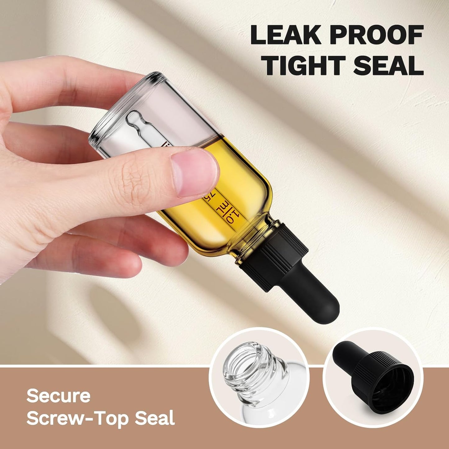 Bumobum Dropper Bottle, 1 oz Clear Glass Dropper Bottle with Measured Dropper, Empty Eye Tincture Bottles with Funnel & Labels for Essential Hair Oils Serums, 4 Pack