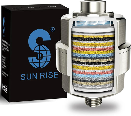 20-Stage Shower Filter-Shower Head Filter for Hard Water, with 1 Replaceable Cartridges, High Output Shower Water Filter for Removing Chlorine and fluoride, Brushed Nickel