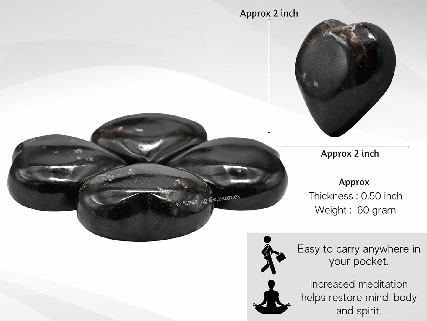 Amazing Gemstone Garnet Crystal Heart Palm Stone - Pocket Massage Worry Stone for Natural Body Chakra Balancing, Reiki Healing and Crystal Grid