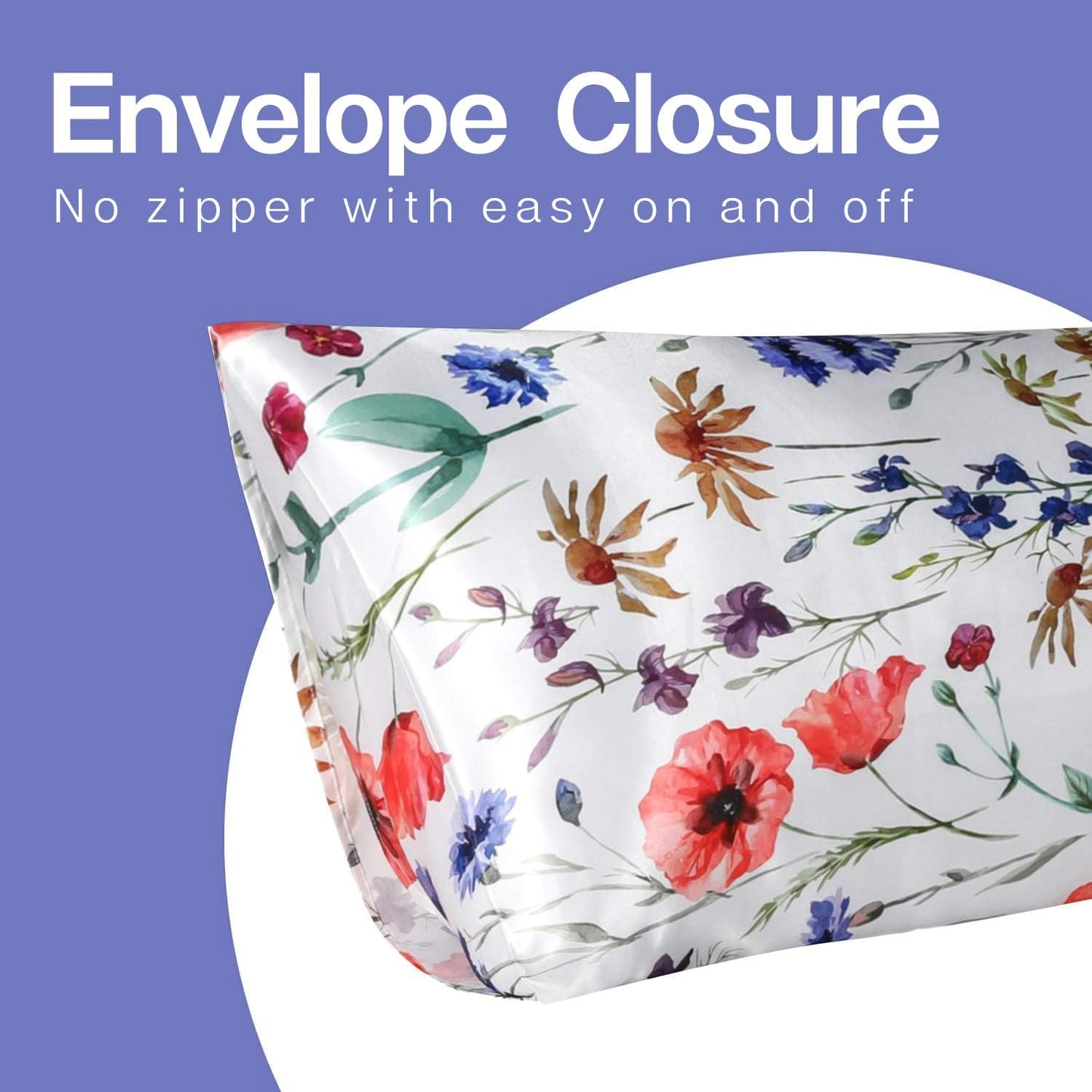 MR&HM Satin Pillowcase for Hair and Skin, Silk Satin Pillowcase 2 Pack, King Size Pillow Cases Set of 2, Silky Pillow Cover with Envelope Closure (20x40, Floral Mixted)