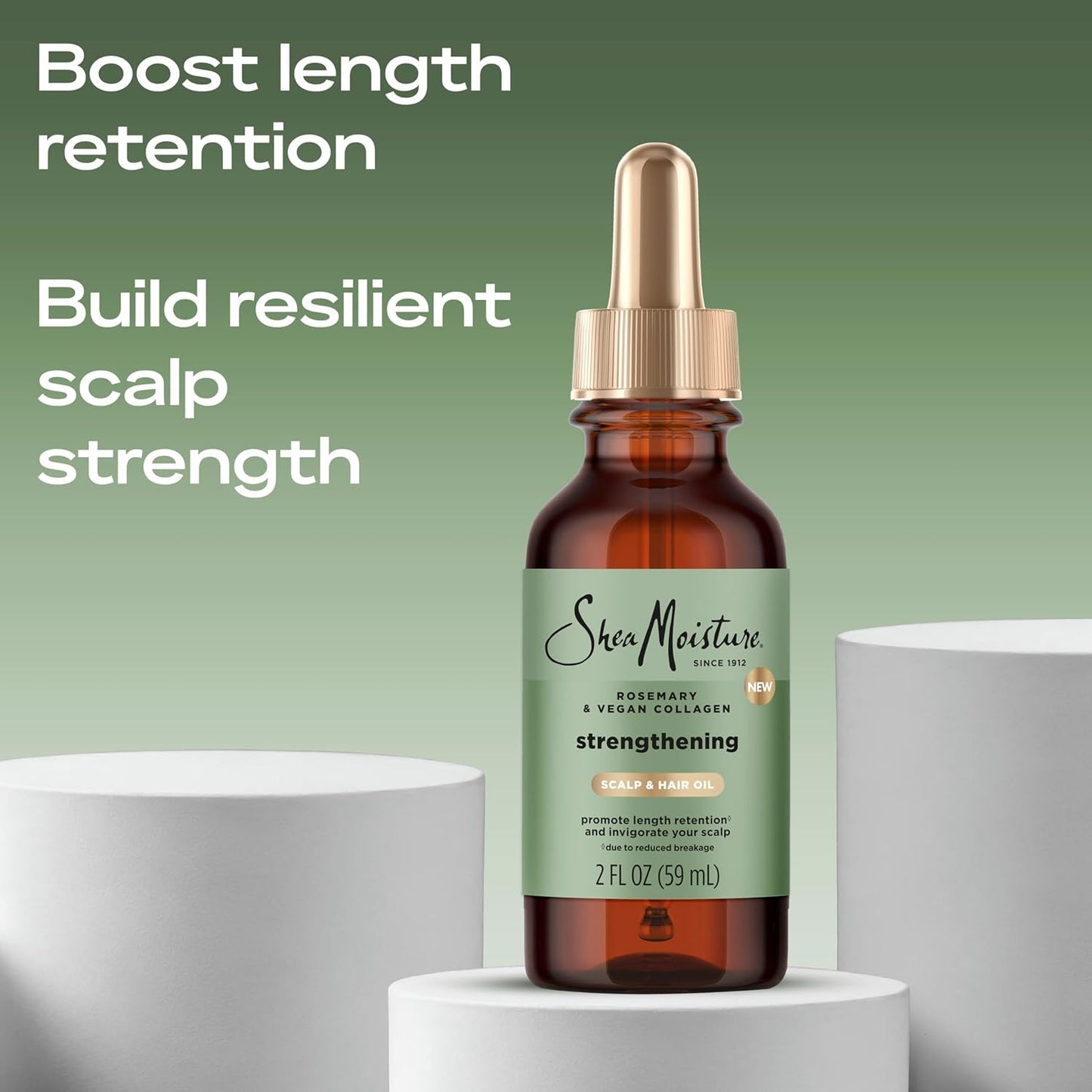 SheaMoisture Strengthening Scalp & Hair Oil Rosemary & Vegan Collagen to Promote Length Retention & Invigorate the Scalp, with ScalpBoost Technology, 2 oz