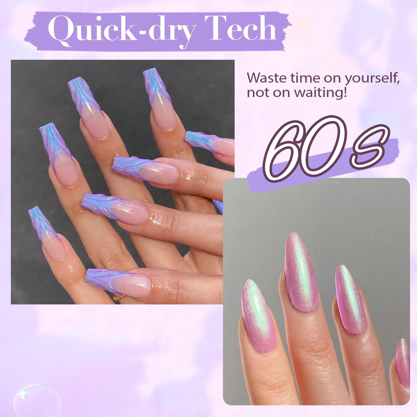 AZUREBEAUTY Nail Polish Set, 4 Colors Pearl Shimmer Blue Pink White Quick Dry Natural Nail