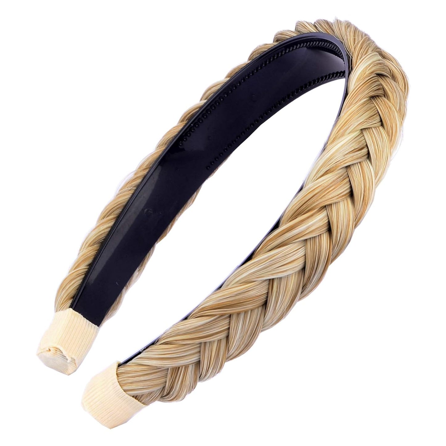 DIGUAN Width 0.9 inches Synthetic Hair Plaited Headband Braid With Teeth Hair Band Accessories for Women Girl (Sandy Blonde)