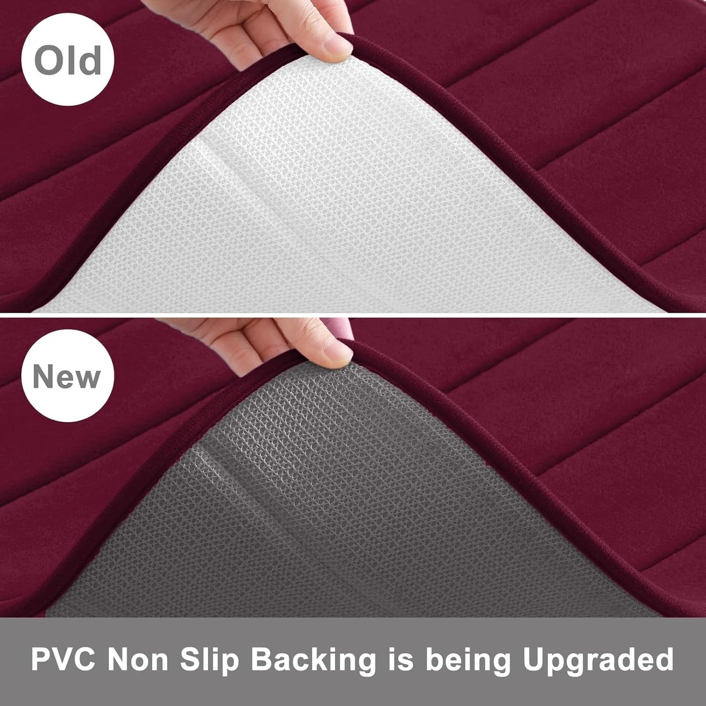 Buganda Memory Foam Bath Mat, 47" x 20", Ultra Soft and Non-Slip Bathroom Rugs, Water Absorbent and Machine Washable Bath Rug Runner for Bathroom, Shower, and Tub, Burgundy