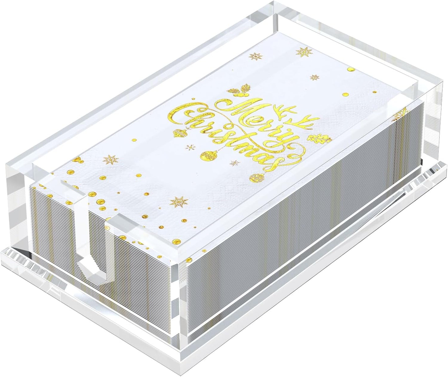 Napkin Holder for Table, Acrylic Napkin Paper Towel Holder for Kitchen, Clear Acrylic Guest Towel Holder Tray for Bathroom, Cocktail Napkin Holder for Dinner (Rectangle Clear 0.4+0.47in Thickness)