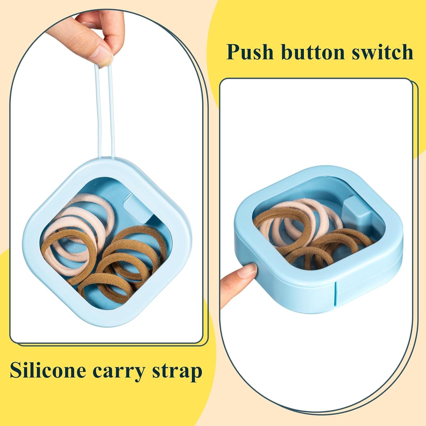 Kathfly 4 Pcs Blue Hair Tie Organizer Portable Hair Accessory Storage Containers Stackable Tie Bobby Pin Holder Home Cotton Swab Dispenser Accessories Jewelry Organizer Box