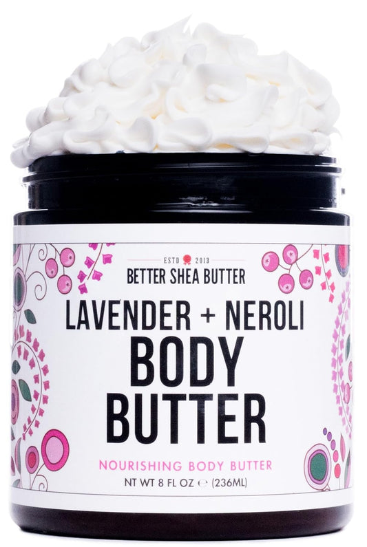 Body Butter for Women LAVENDER NEROLI | Whipped Body Moisturizer with Raw Shea Butter for Dry Skin, Paraben Free, Non-Greasy, No Synthetic Fragrances | 8 oz