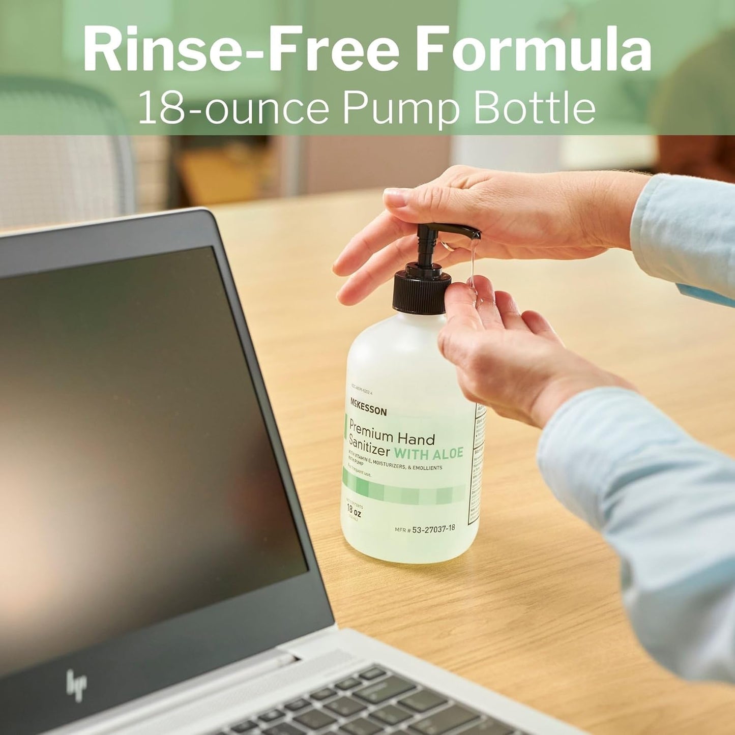 McKesson Hand Sanitizer with Aloe, 18 oz Pump Bottle [Pack of 3] - 70% Ethyl Alcohol, Spring Water Scent, No-Rinse Sanitizing Gel with Vitamin E and Moisturizers, Medical-Grade