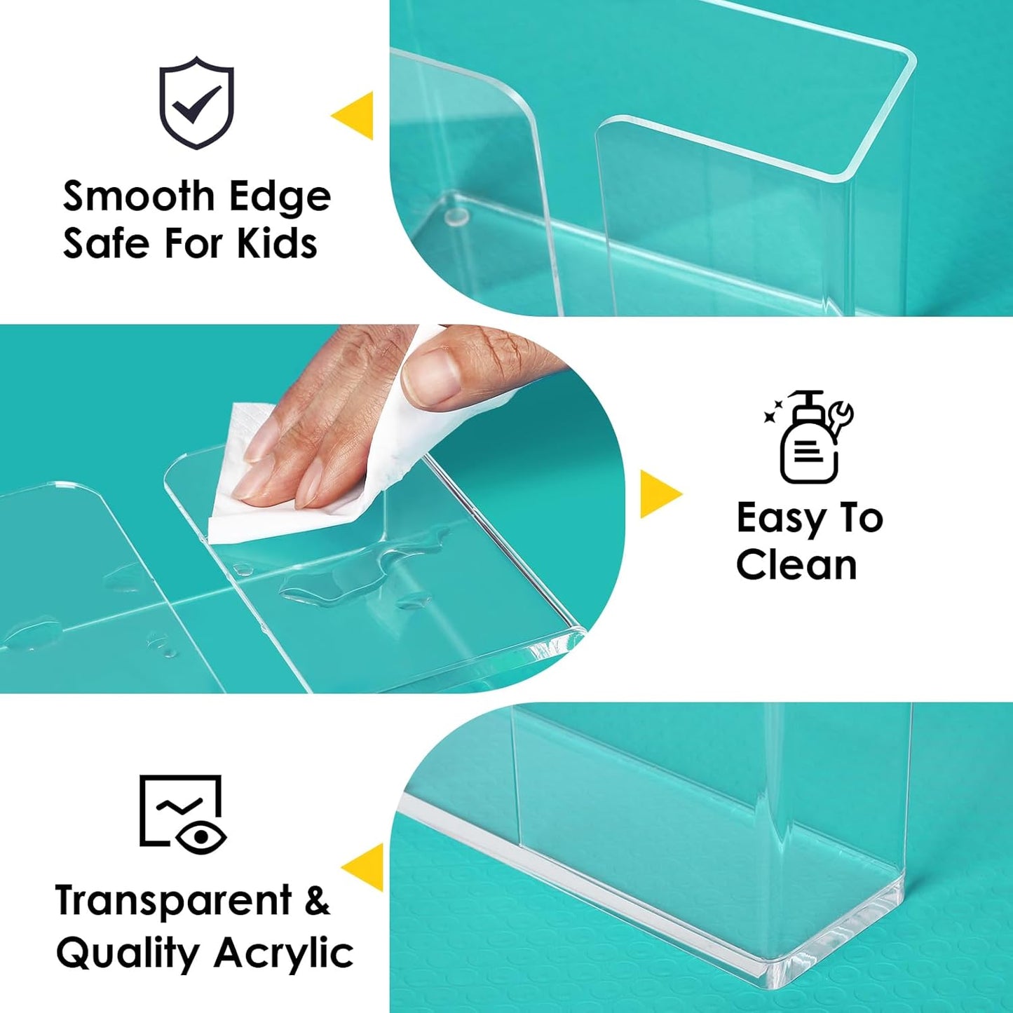 Napkin Holder, Clear Acrylic Napkin Dispenser for Disposable Hand Towels, Bathroom Vanity Organizer Tray Guest Paper Towels Holder Lucite Tray for Bathroom, Business, Restaurant, Hotel