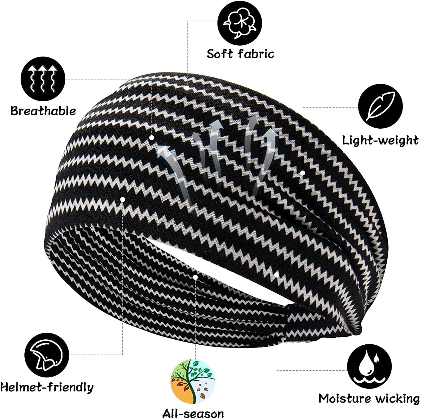 K-Elewon 3 Pack Women Wide Elastic Head Wrap Headband Sports yoga Hair Band