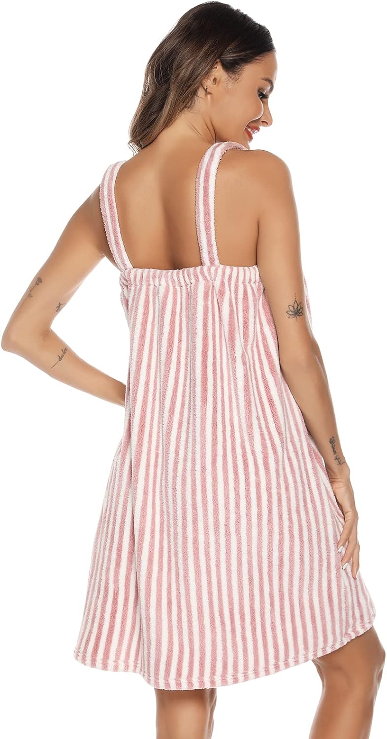 Veseacky Women Bath Wrap Towel for Womens Shower with Pocket Adjustable Spa Robe & Facial Headband