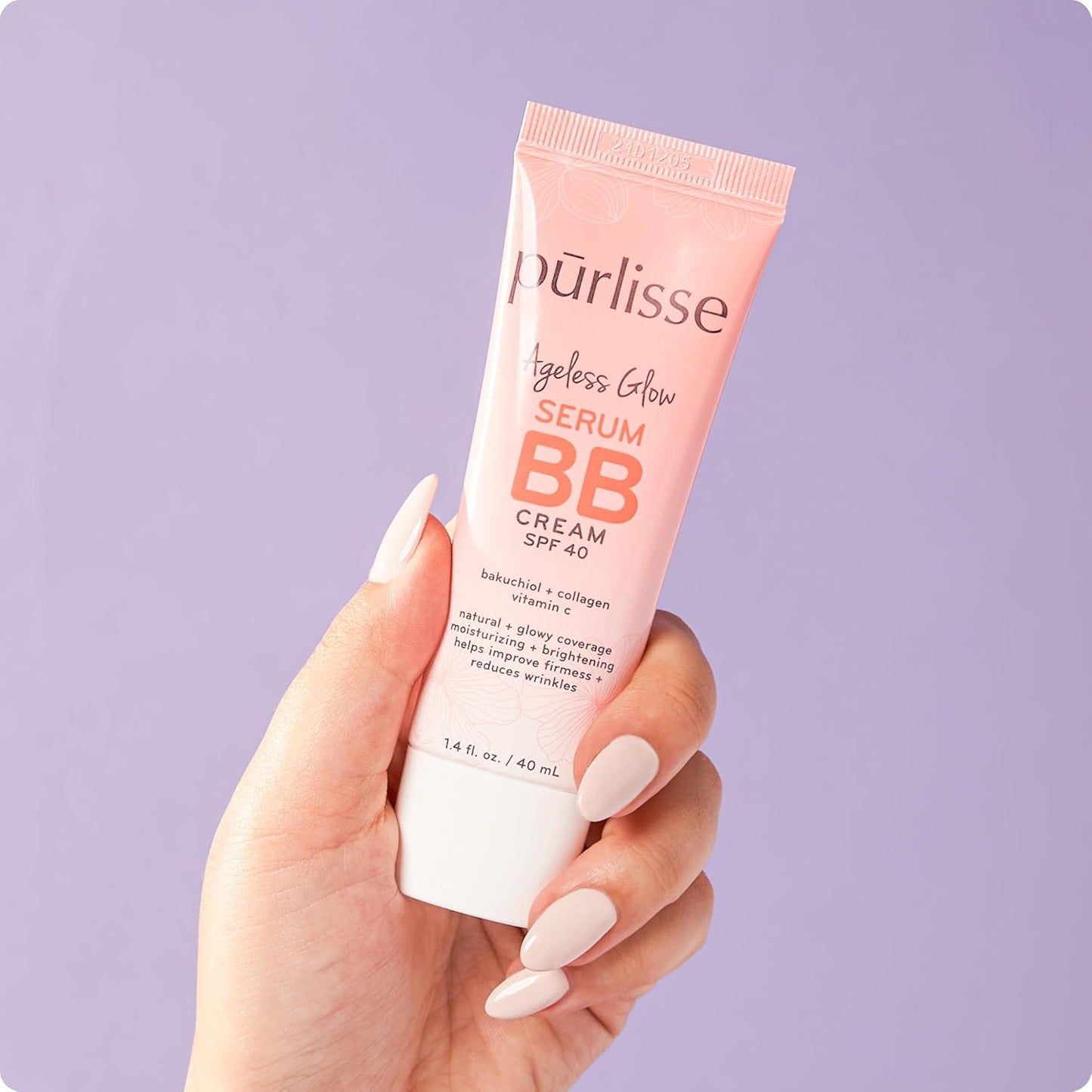 pūrlisse Ageless Glow Serum BB Cream SPF 40 - Glow BB Cream with SPF Enriched with Bakuchiol & Vitamin C to Help Improve Firmness & Reduce Wrinkles for Dewy Skin - Tan (1.4 oz)