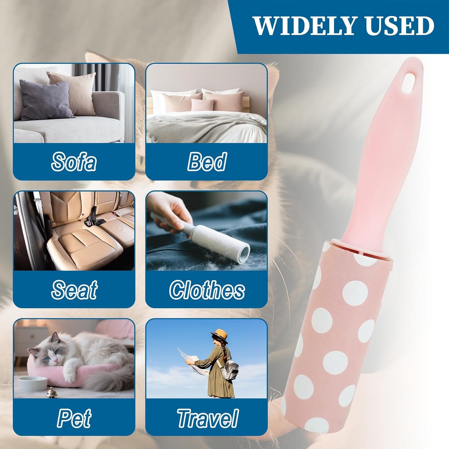 8 Pcs Mini Lint Roller, Lint Roller for Travel Size Sticky Removing Tool House Essentials for Pet Hair Removal Travel Clothes Gifts Bags Furniture Car Seat