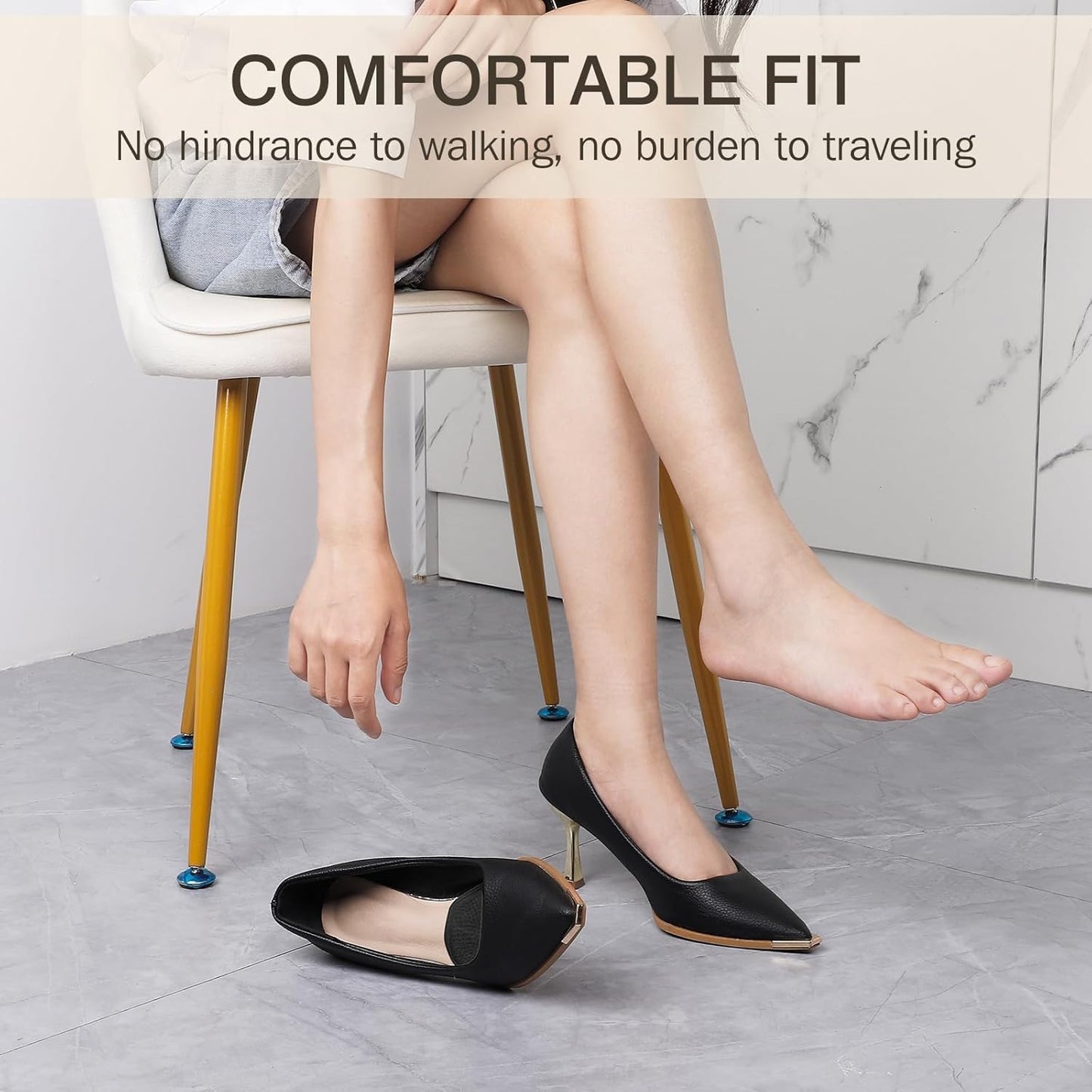 Metatarsal Pads Women, Gel Ball of Foot Cushions for Pain Relief in Shoes, Non-Slip Heel Inserts, One Size Fits All (2 Pairs, Black)