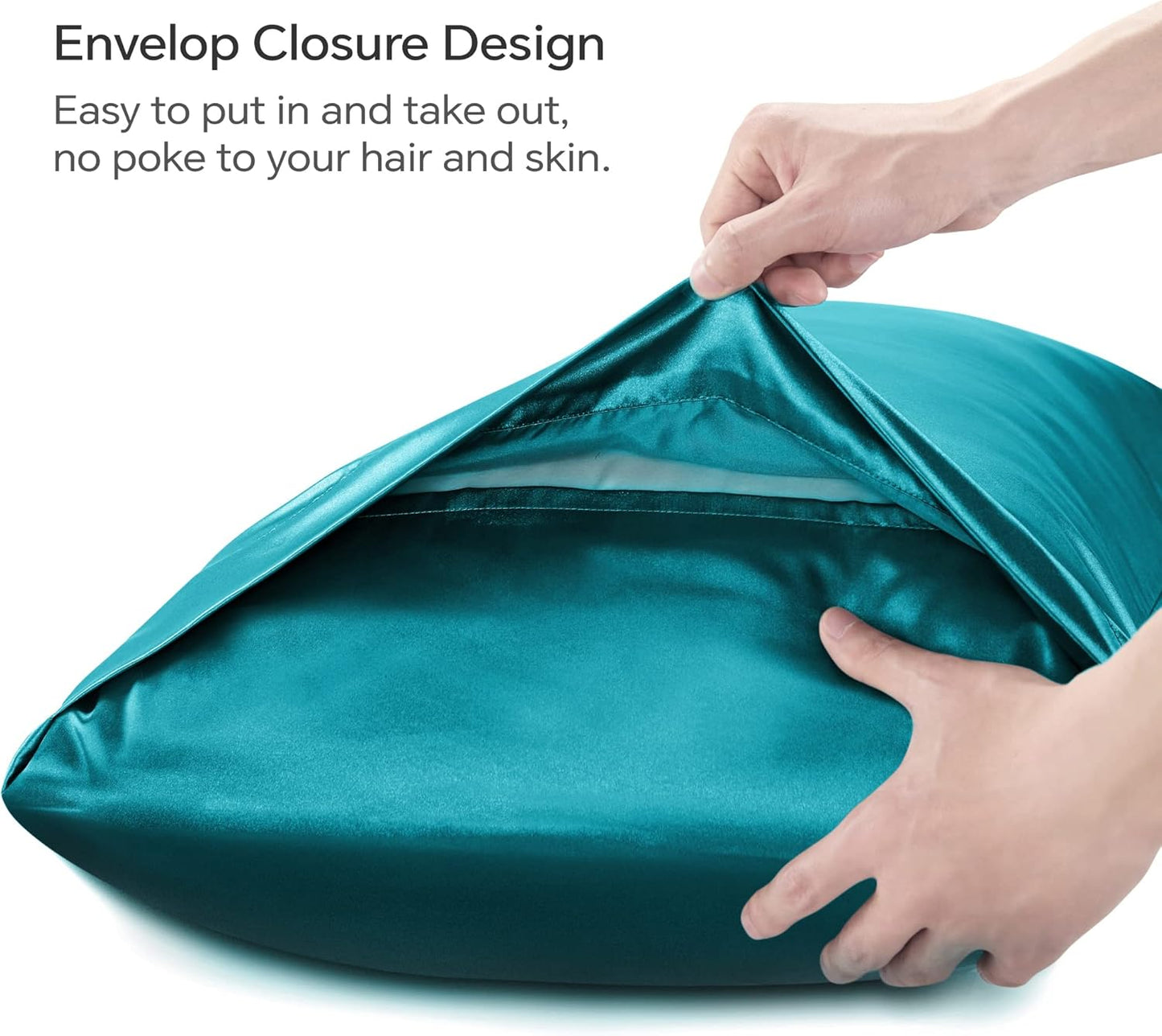 BEDELITE Satin Body Pillow Cover, Super Soft and Cooling Body Pillow Pillowcase for Hair and Skin, Breathable Silky Full Long Pillowcase Cover(20"x54", Teal)