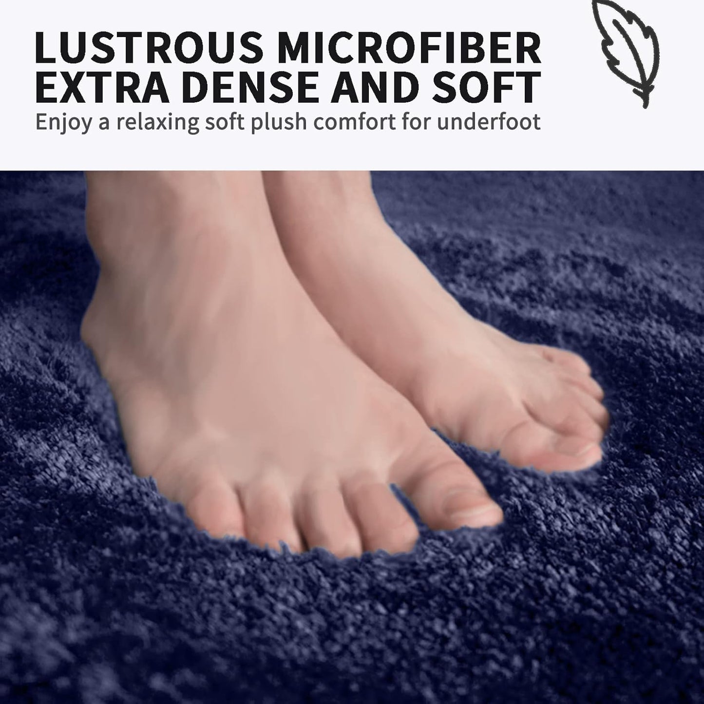 FIFU Bathroom Runner Rug 24" W x 48" L, Bath Mats for Bathroom, Bedroom & Kitchen, Non-Slip Rubber Latex Backing, Comfort & Soft Shower Bathmat & Carpet for Sink, Home & Hallways, Navy Blue