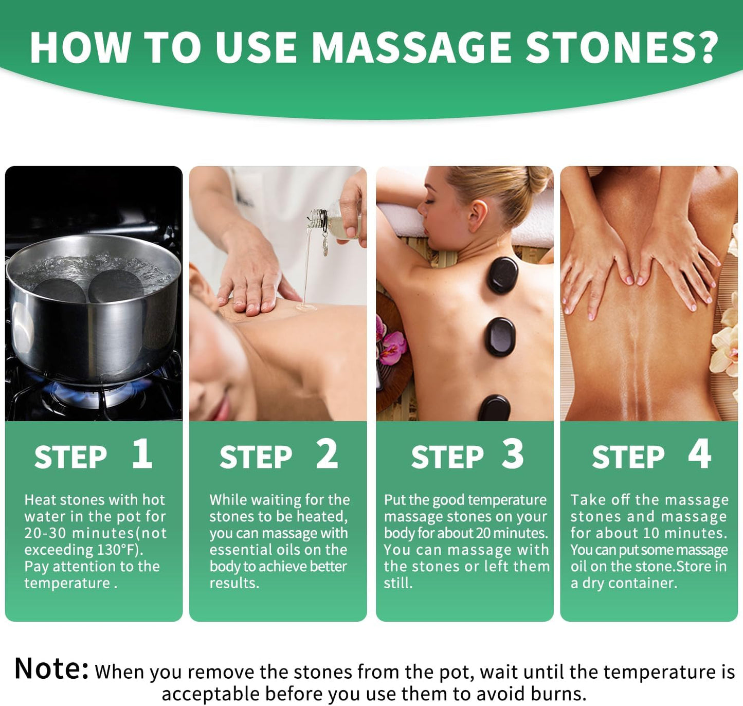 Hot Stones for Massage-6 Large Essential Basalt Massage Stones Set (3.15in) with 2 Mushroom Shape Gua Sha Facial Tools, Massage Tools for Professional or Home SPA, Relaxing, Pain Relief