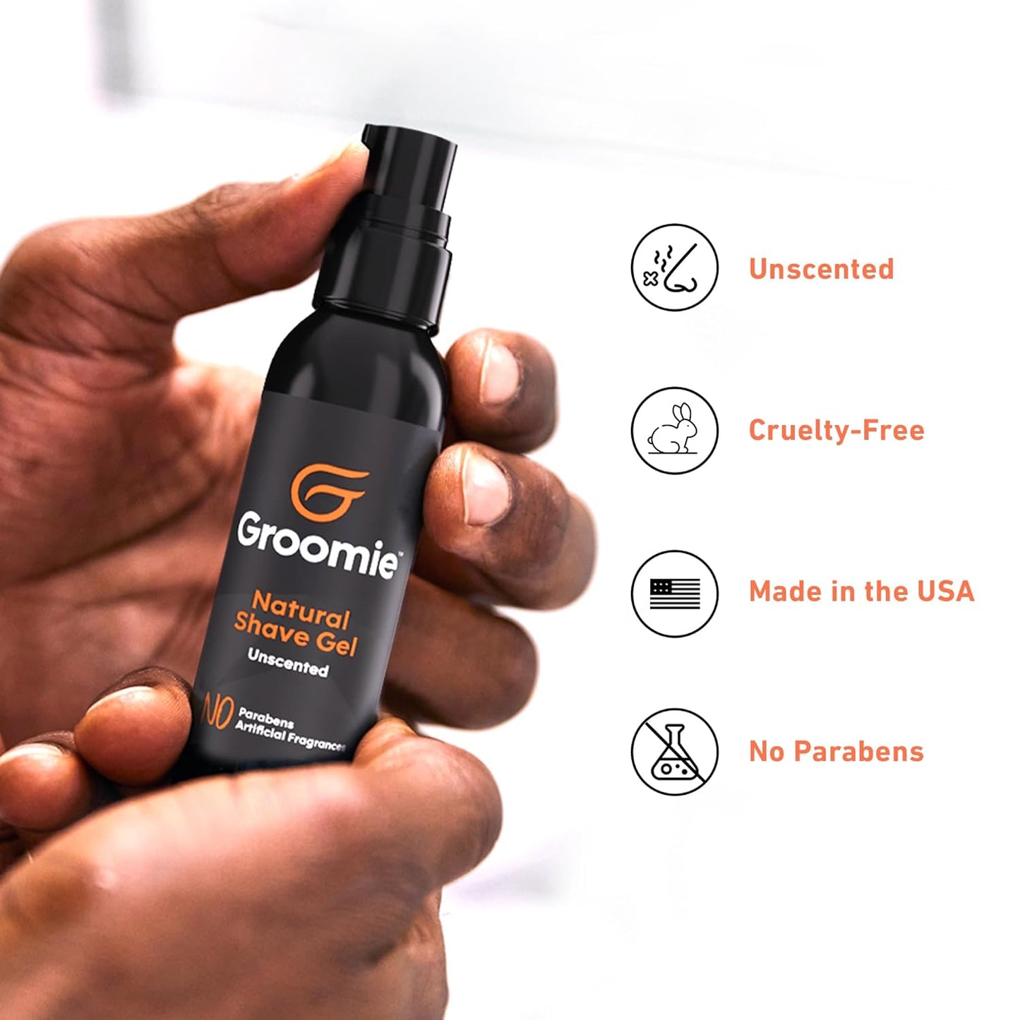 Groomie Natural Shave Gel - Aftershave Gel for Delicate Skin, Unscented Elegance for Silky-smooth Outcomes. For All Genders, Hydrate, Elevate Your Shaving Routine with Comfort, 60ml
