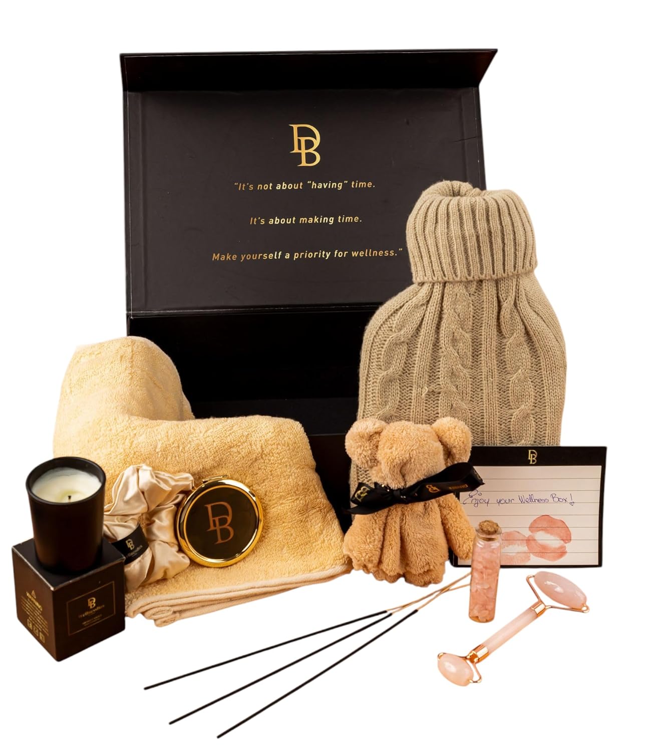 Wellness Box 12pc Self Care Spa Gift Basket for Women - Loving Gift Basket for Mothers Day, Birthday, Best Friend set, Womens Beauty Kit. Luxury Gifts with Scented Candle, Jade Roller, Bath Bomb.