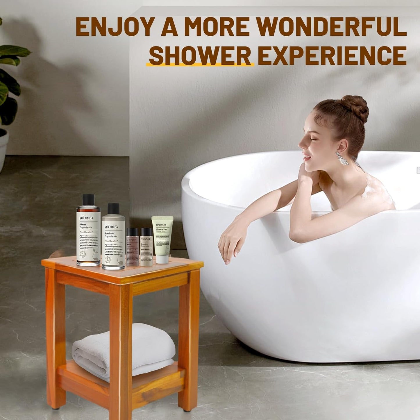 16.5" Teak Corner Shower Bench with Storage Shelf for Shaving Legs, Teak Shower Stool for Inside Shower, Waterproof Shower Foot Rest, Shower Seat for Bathroom, Indoor & Outdoor Use