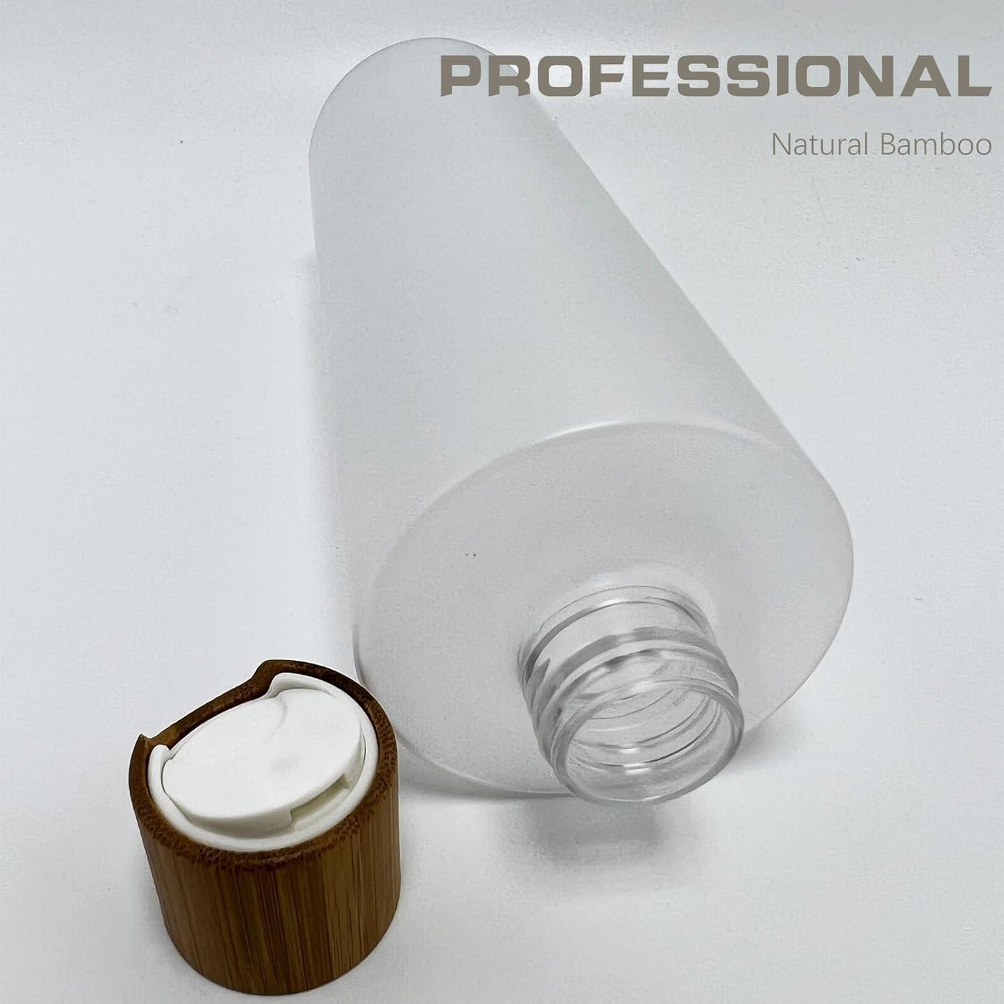 Empty Cosmetic Bottles 16oz/500ml With Bamboo Disc Top Flip Cap for Shampoo Lotion Liquid Soap,Cream,Refilable Squeeze Travel Size Toiletry Bottles Dispenser,Bathroom Accessories