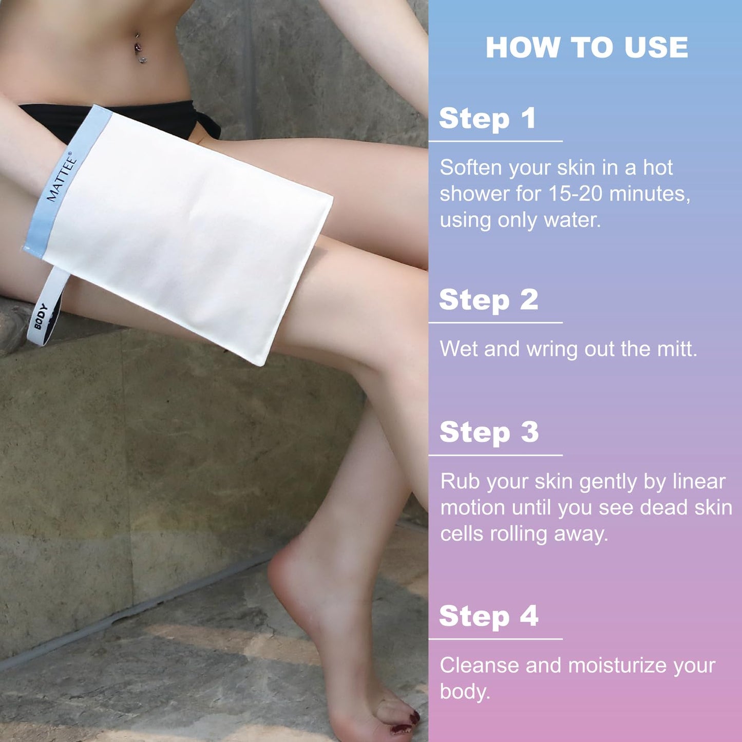 MATTEE 100% Natural Premium Deep Exfoliating Mitt, Exfoliating Glove, Korean Exfoliating Mitt, Kese Exfoliating Glove, Visibly Lifts Away Dead Skin, No Dye