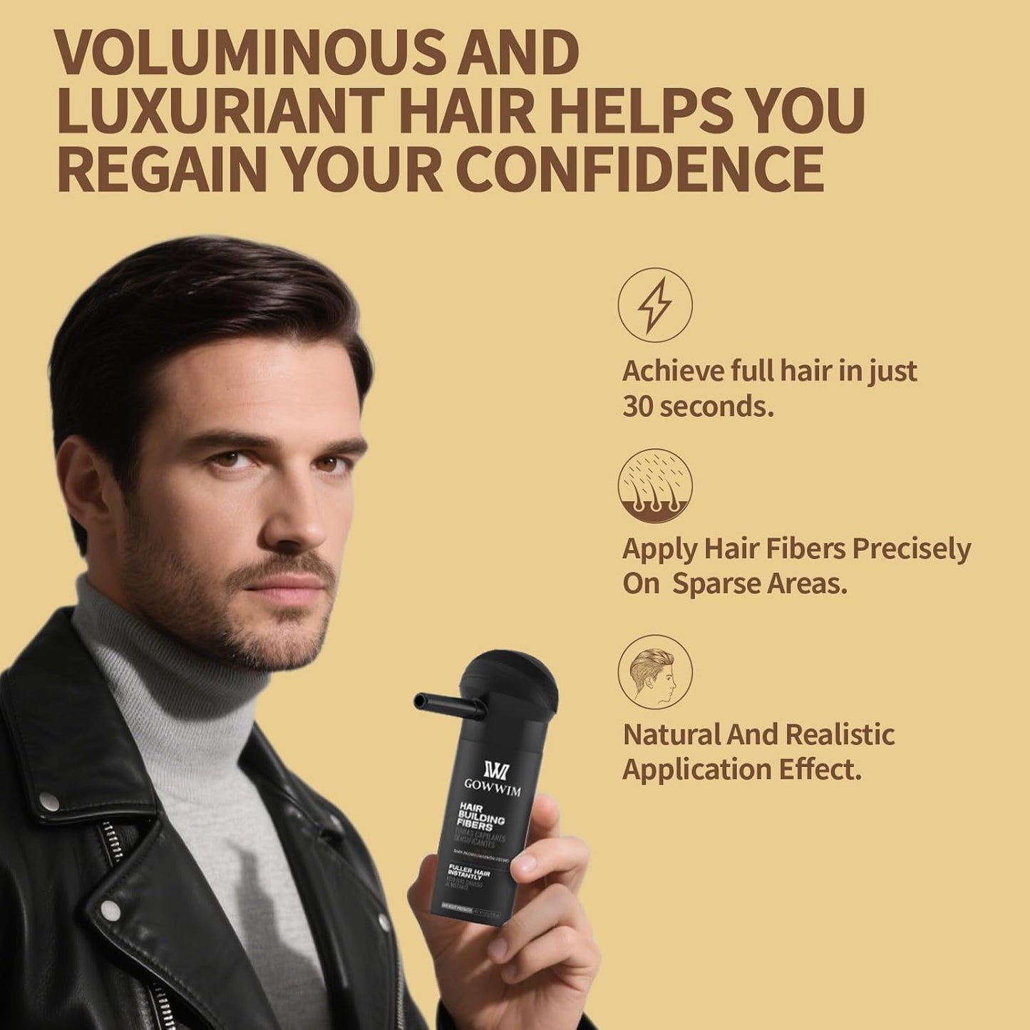 Gowwim Hair Fiber Applicator - Easily Distributes Fibers Evenly, Covers & Blends Roots 12g/25g