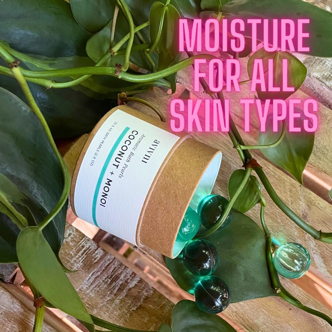 Avivni Bath Oil Beads- Lychee Lotus & Coconut Monoi Bath Pearls (2 Pack Variety- 15 Pearls Each), Mothers Day Gift Idea