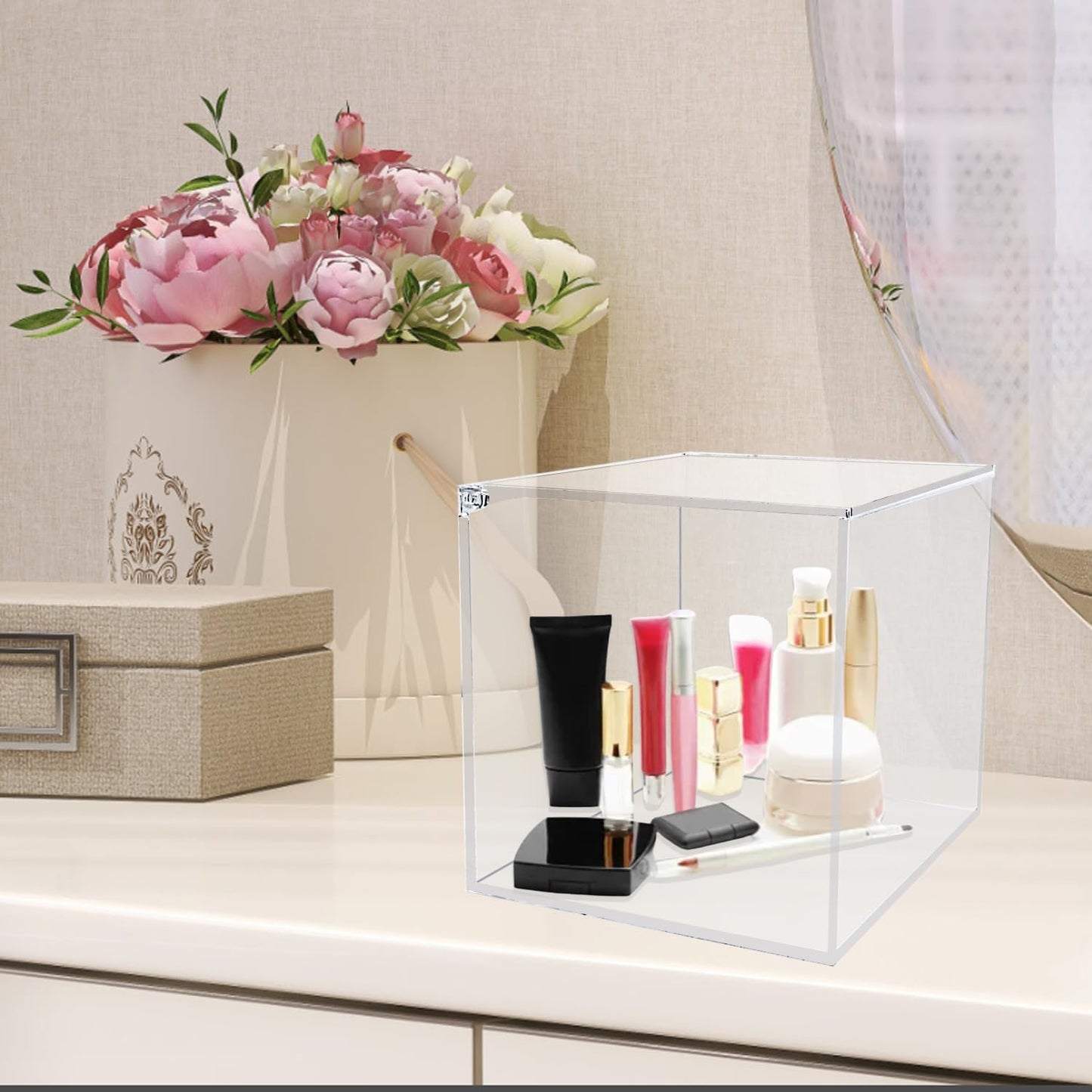 Disposable Face Towel Storage Box Clear Acrylic Towelette Holder Container Compatible with Clean Skin Club Towels XL for Bathroom Coutertop Organization